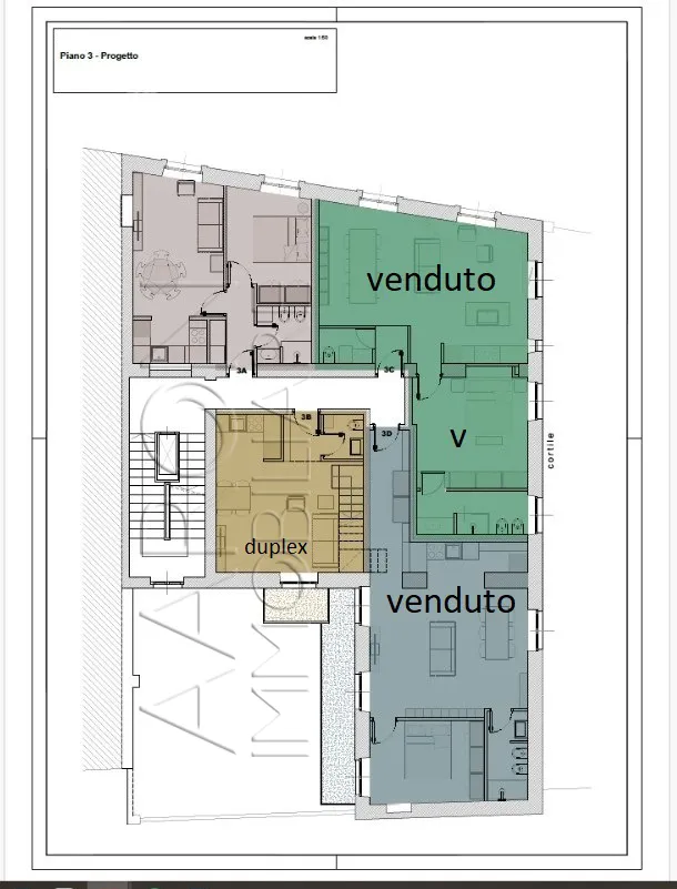 Planimetria di Sanremo, centralissimo, trilocale duplex su due livelli, ristrutturato. - T633. Nel centro di Sanremo, trilocale duplex su due livelli, ristrutt…