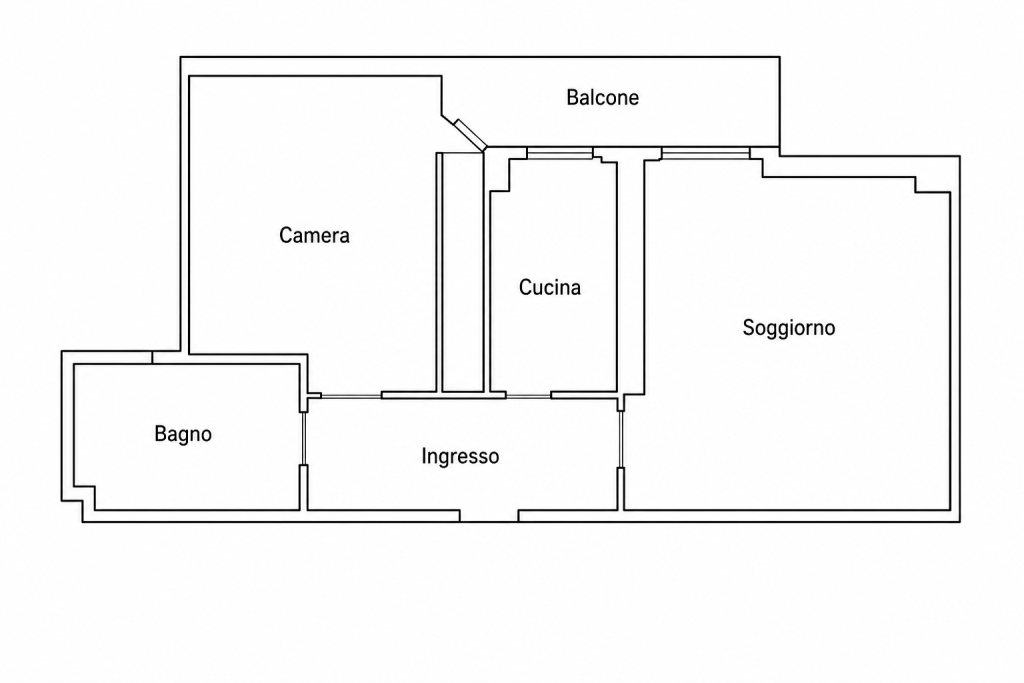 Floor plan of the property Sanremo, one-bedroom apartment in via Zeffiro Massa, 5 minutes' walk from piazza Colombo, property reference B390.
