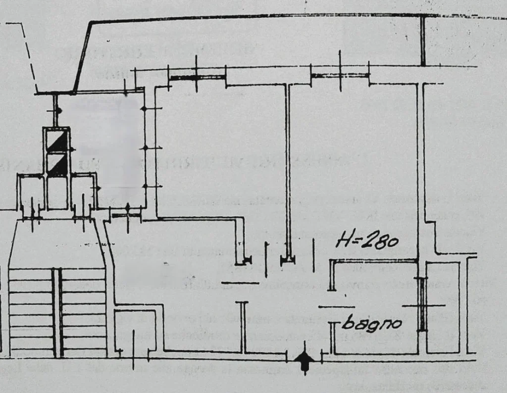 Planimetria dell’immobile Trilocale di circa 55 mq con ampia balconata in Via Pietro Agosti, riferimento T643.